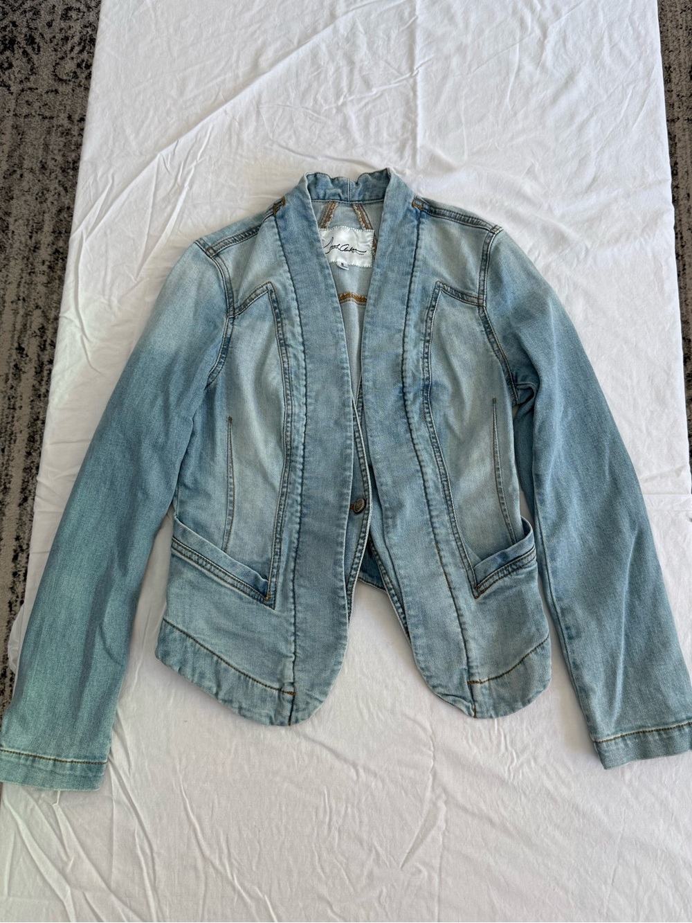 Light Wash Denim Blazer Jacket - Casual Tailored Style
